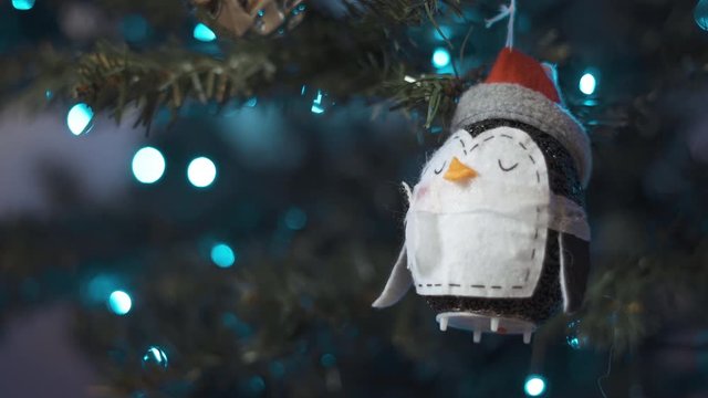 Penguin bauble on the Christmas tree