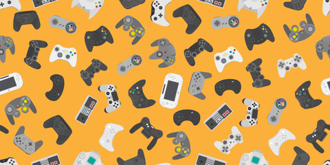 Video game controller gamepad background Gadgets seamless pattern © Darcraft