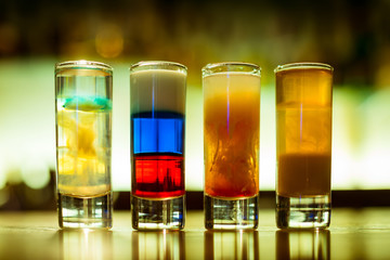 cocktail bar multicolored cocktails in glass glasses