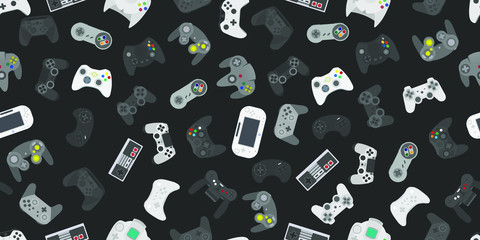 Videospiel-Controller Gamepad Hintergrund Gadgets nahtloses Muster