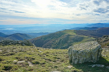 Landscape from the top of the Albera mountain range at the border between Spain and France, Pyrenees, Catalonia, Alt Emporda