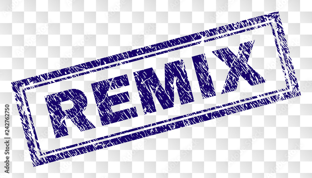 Wall mural remix stamp seal print with rubber print style and double framed rectangle shape. stamp is placed on