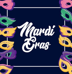 mardi gras card with masks