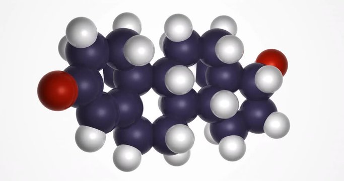 Testosterone,  male sex hormone and an anabolic steroid, 3d molecular model spinning in infinite seamless loop in 4K UHD resolution with alpha channel.