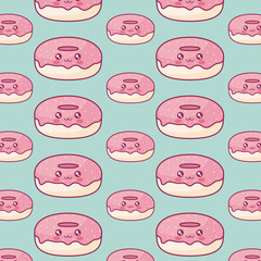 sweet donuts kawaii characters pattern