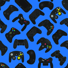 Video game controller gamepad background Gadgets seamless pattern © Darcraft
