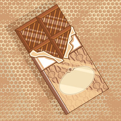 Delicious chocolate bar. Stylish monochrome vector picture.
