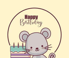 cute mouse happy birthday card