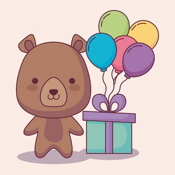 cute bear teddy happy birthday card