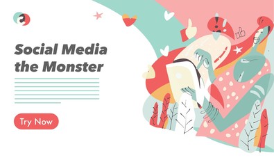 Social Media world. Vector Mix Color style.