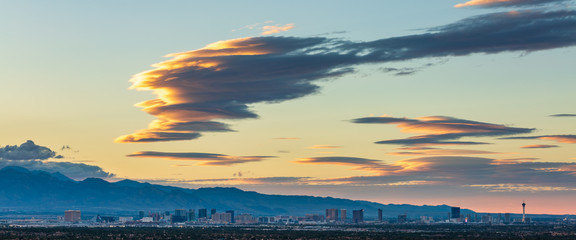 Colorful clouds over Las Vegas, cityscape at sunset © C.A.Palmira Photos