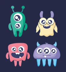 Fotobehang group of cute monsters card © djvstock