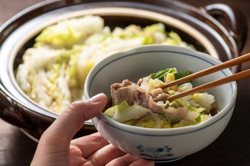 白菜と豚バラ肉の鍋