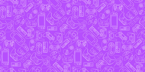 Video game controller gamepad background Gadgets linear seamless pattern © Darcraft