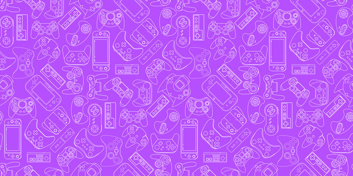 Video game controller gamepad background Gadgets linear seamless pattern
