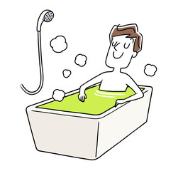 お風呂でリラックスする男性
