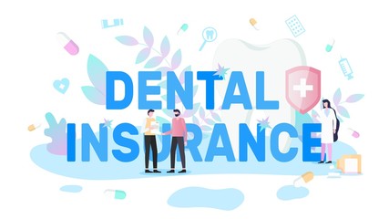 Taking Policy of Dental Insurance Vector Banner