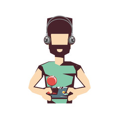 man player video game with joystick
