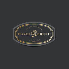 Wedding invitation sticker label on black vector