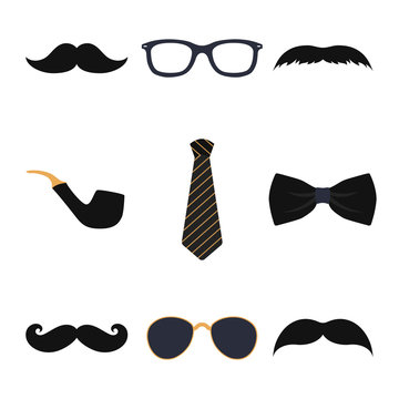 Male photo booth props vector