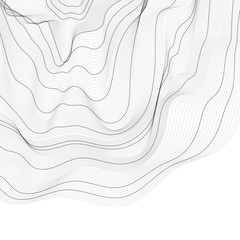Monochrome abstract contour line illustration