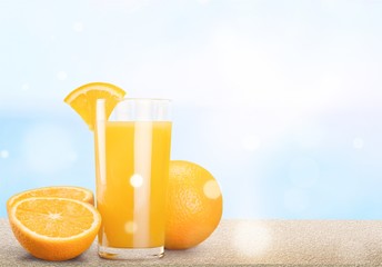 Orange Juice in glass on   background.