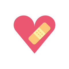 Silhouette icon heart with band-aid