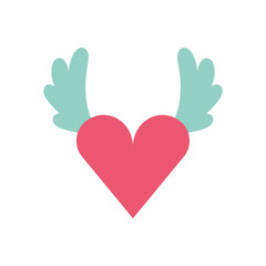 Silhouette icon heart with wings