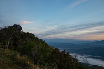 Obraz premium Misty morning view at Doi Samer Dao, Nan. Thailand