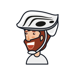 man cyclist with beard and helmet security