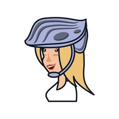 woman cyclist with helmet security