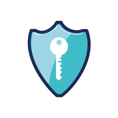 shield secure with key isolated icon