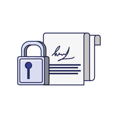 Obraz premium safe secure padlock with contract document