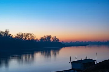 Foto auf Acrylglas Fluss Sonnenuntergang am Po - Cremona, Italien
