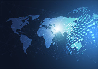 Global network connection. World map point and line composition concept of global business. Vector Illustration