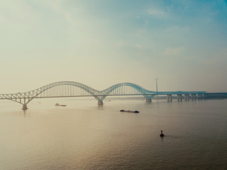 Aerial view of  Nanjing Dashengguan Yangtze River Bridge