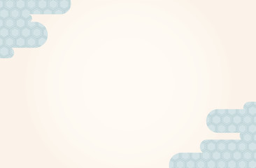 Japanese traditional  hexagonal geometric pattern vector frame background blue