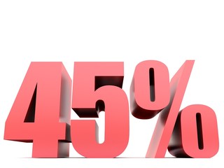 forty five  percent 45% symbol .3d rendering