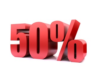 fifty  percent 50% symbol .3d rendering