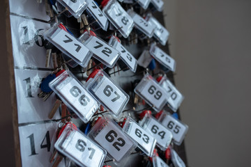 keys in desk numbers at hotel