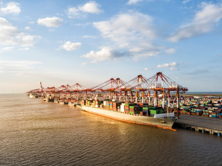 Container terminal handling area, aerial view