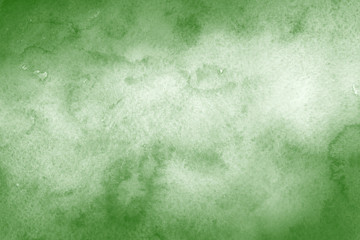 Green ink and watercolor textures on white paper background. Paint leaks and ombre effects. Hand painted abstract image.