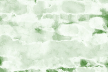 Green ink and watercolor textures on white paper background. Paint leaks and ombre effects. Hand painted abstract image.