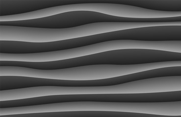 White abstract wave background. 3d waves pattern texture. Geometric black and white wallpaper. Curve wall decor pattern. Vector illustration.