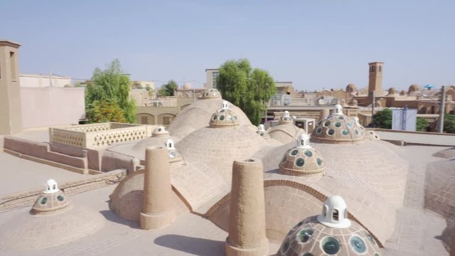 Panning motion of amazing roof of Sultan Amir Ahmad Bathhouse