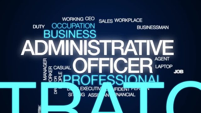 Administrative officer animated word cloud. Kinetic typography.