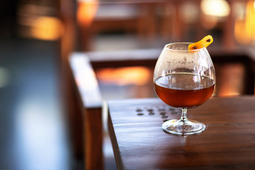 Hot cider in a brandy glass