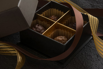Chocolate on a black background

