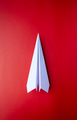 Close up paper airplane with isolated background