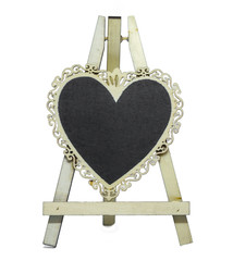 wooden heart to write the message on an isolated background